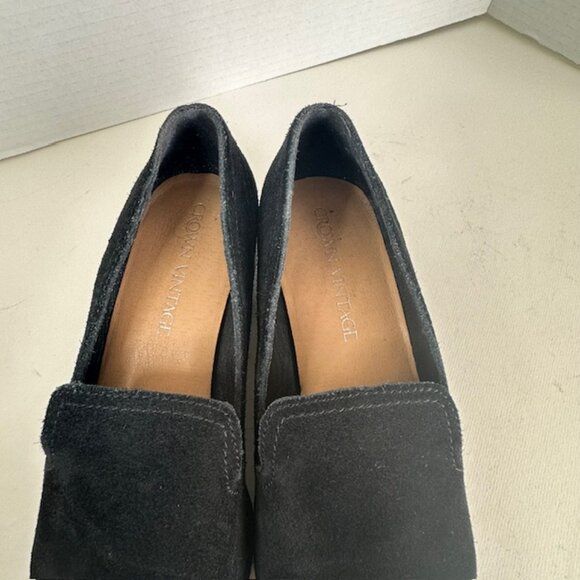 Crown Vintage Samali Loafer Black Leather Suede Women's Shoes Size 8 Medium - Picture 3 of 7